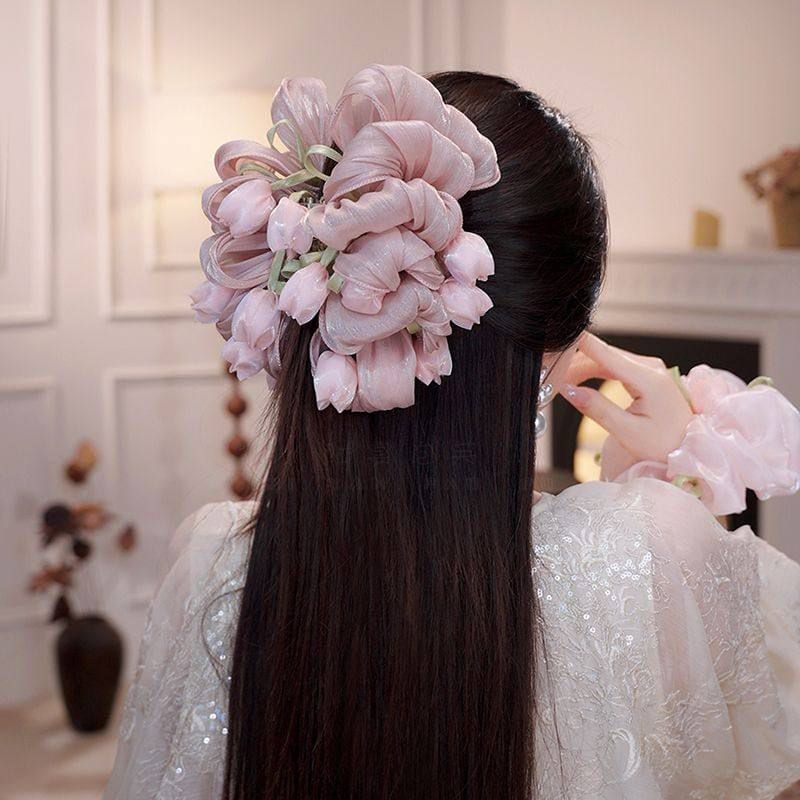 郁見春色抓夾超仙郁金香花朵漂亮髮飾：圖片 5