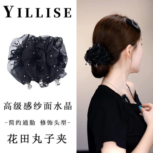 霧紗波點褶皺丸子夾抓夾蓬松顯髮量