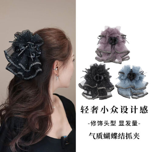 碎星蝴蝶結裙擺蝴蝶結飄帶髮夾抓夾