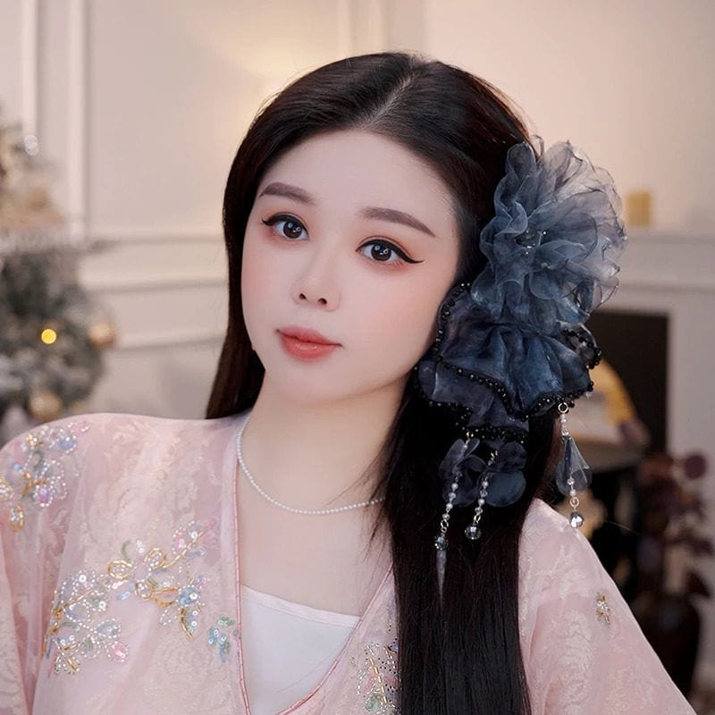 迷霧森林裙擺抓夾仙女優雅褶皺氣質髮飾