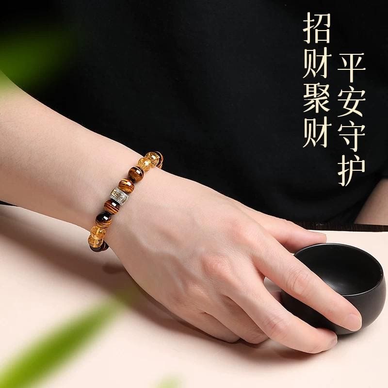 黃虎眼石手串男款黃塔晶水晶手鏈：圖片 4