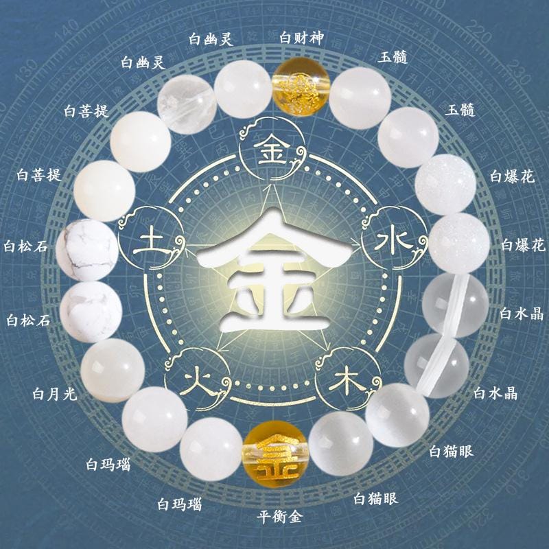 金木水火土雙圈水晶手鏈