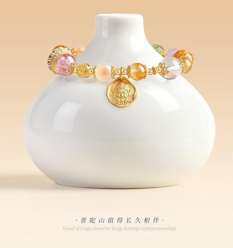 天然多寶水晶手串黃水晶白水晶手串