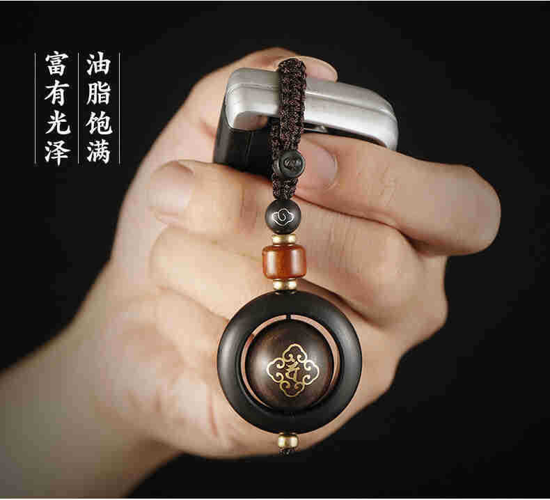 梵心檀木珠鑰匙扣手工編織挂件