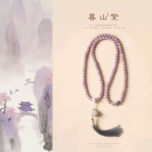 暮山紫菩提根108顆多圈手串原創夜光蓮花手持