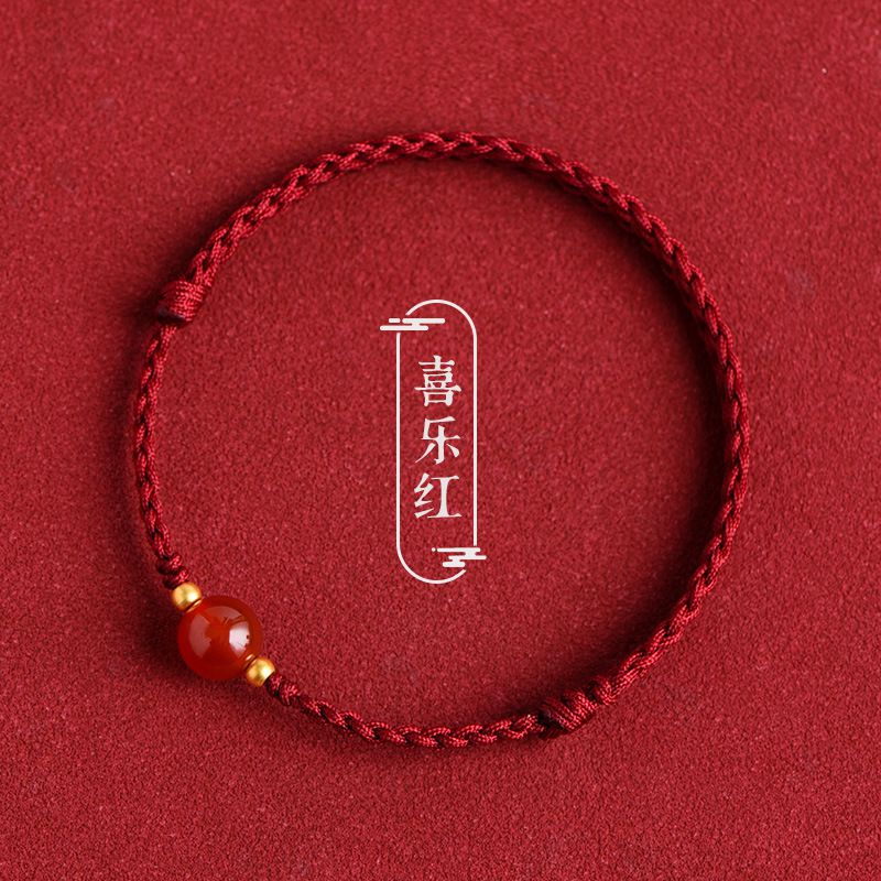 天然紅瑪瑙手鏈情侶款手繩紅繩：圖片 2