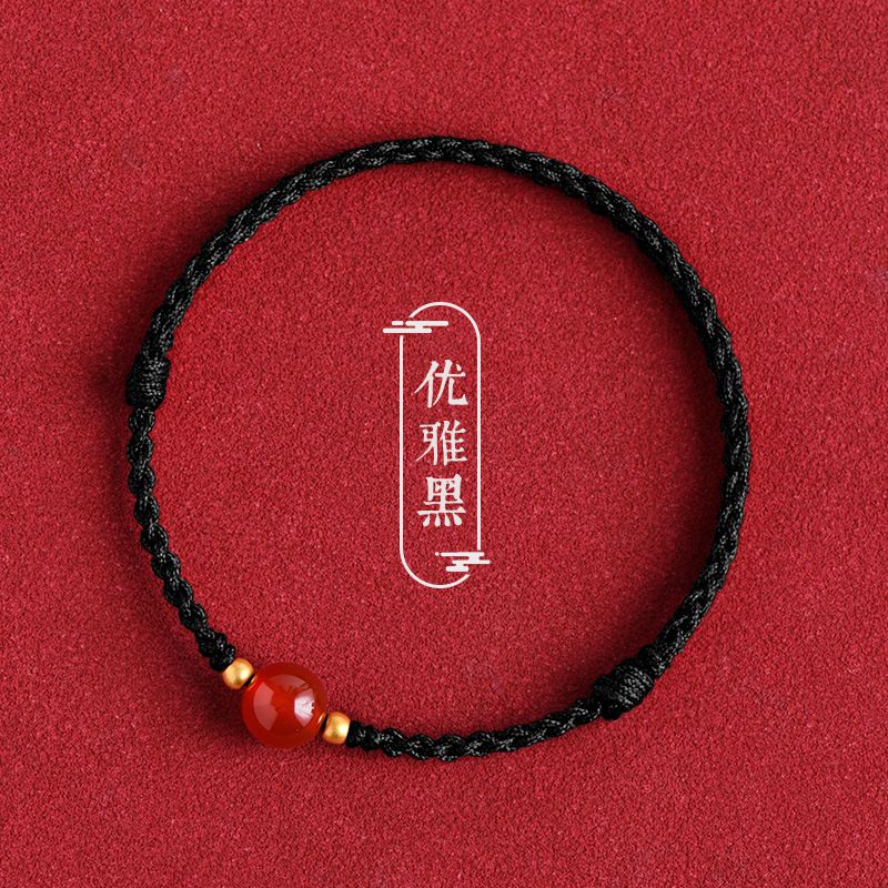 天然紅瑪瑙手鏈情侶款手繩紅繩：圖片 3