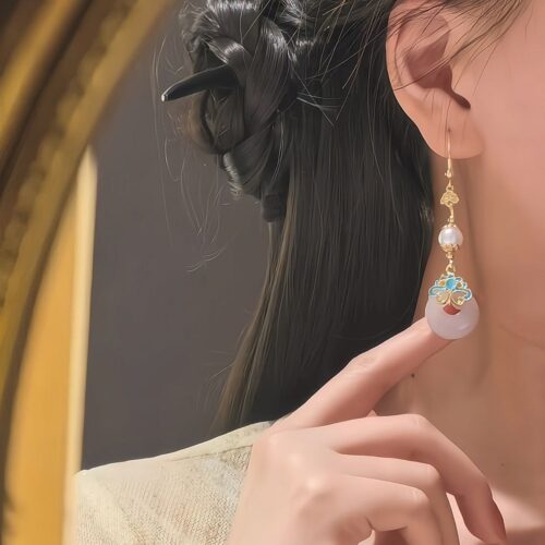 雲騰玉夢新中式國風旗袍漢服馬面裙耳飾：圖片 5
