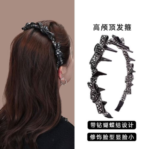 蝴蝶結高顱頂髮箍帶齒防滑洗臉頭箍