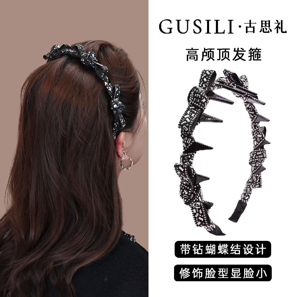 蝴蝶結高顱頂髮箍帶齒防滑洗臉頭箍