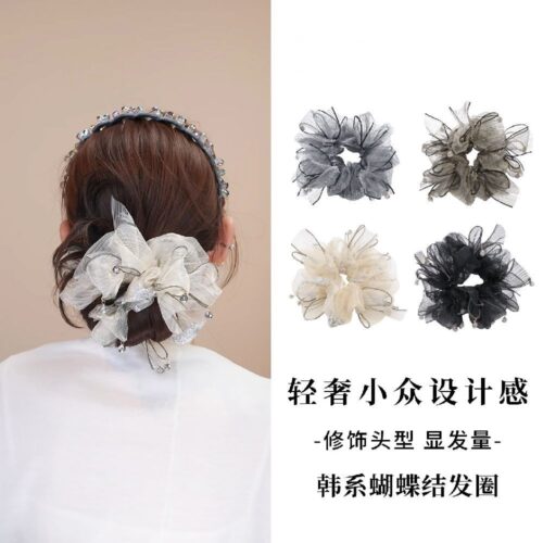 暮煙星垂蓬松顯白大腸網紗髮圈