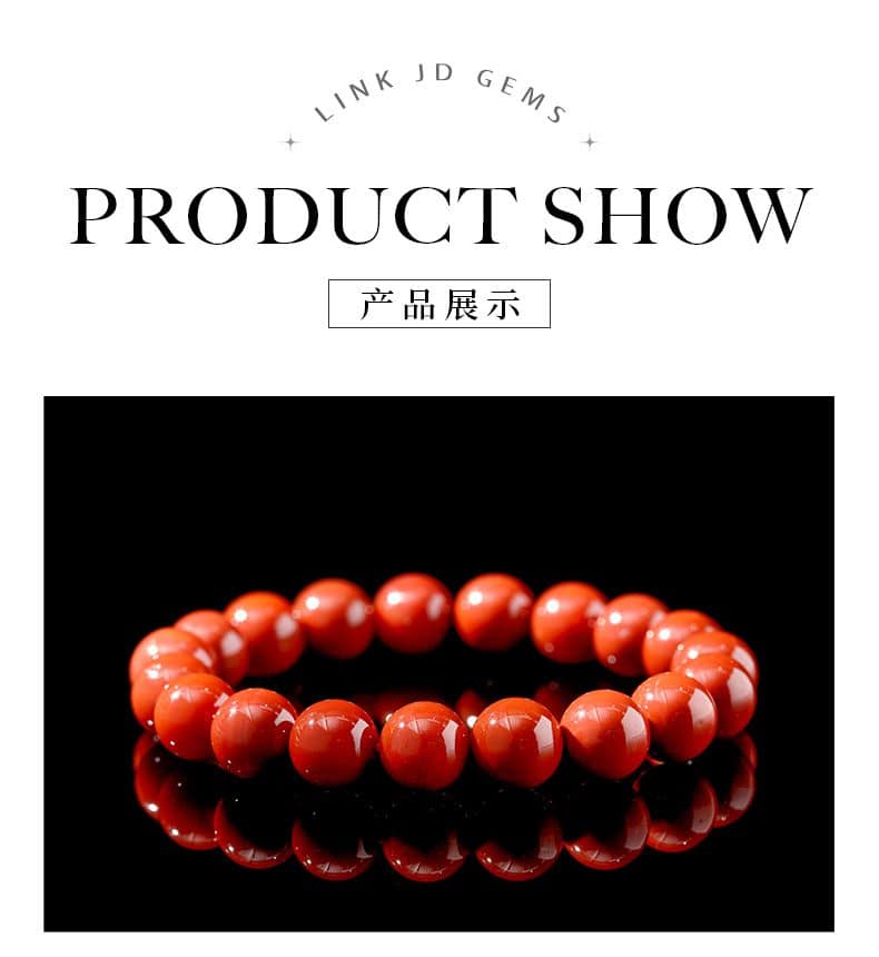 滿肉南紅瑪瑙圓珠手串本命年紅色手鏈