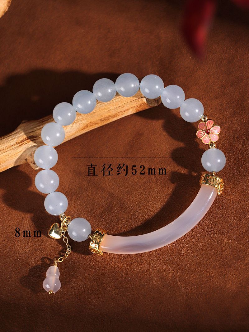 淡水珍珠馬粉水晶串珠半镯手鏈