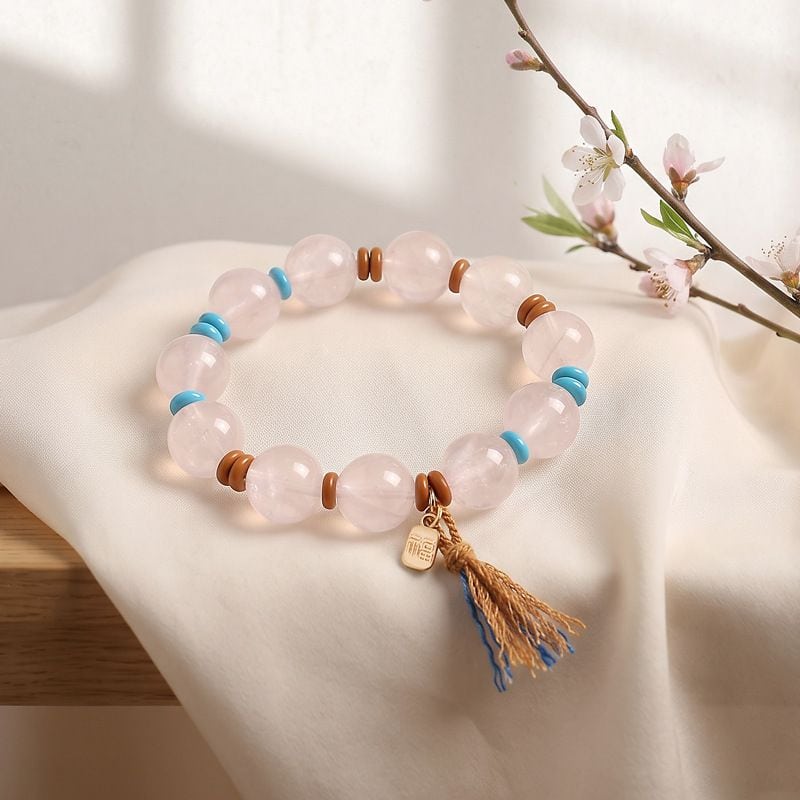 粉水晶串珠手鏈女招桃花手飾：圖片 4