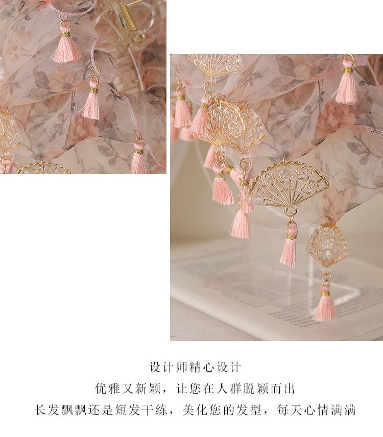 雲扇風搖新中式折扇抓夾東方美學國風頭飾