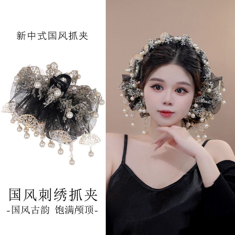 雲扇織夢珠珠抓夾新中式髮夾