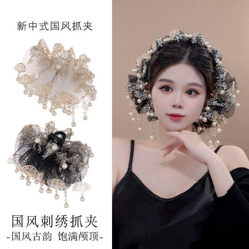 雲扇織夢珠珠抓夾新中式髮夾