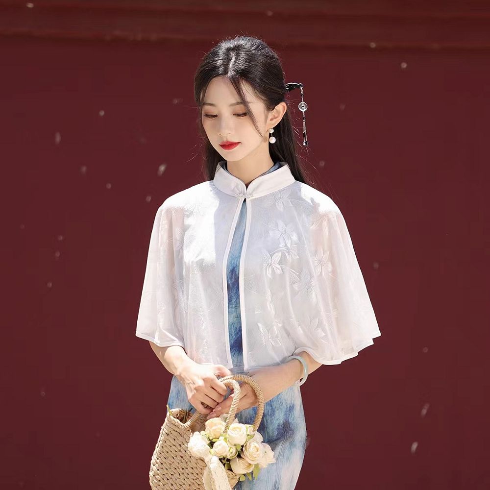 旗袍披肩防曬複古文藝百搭夏季外套鬥篷：圖片 2