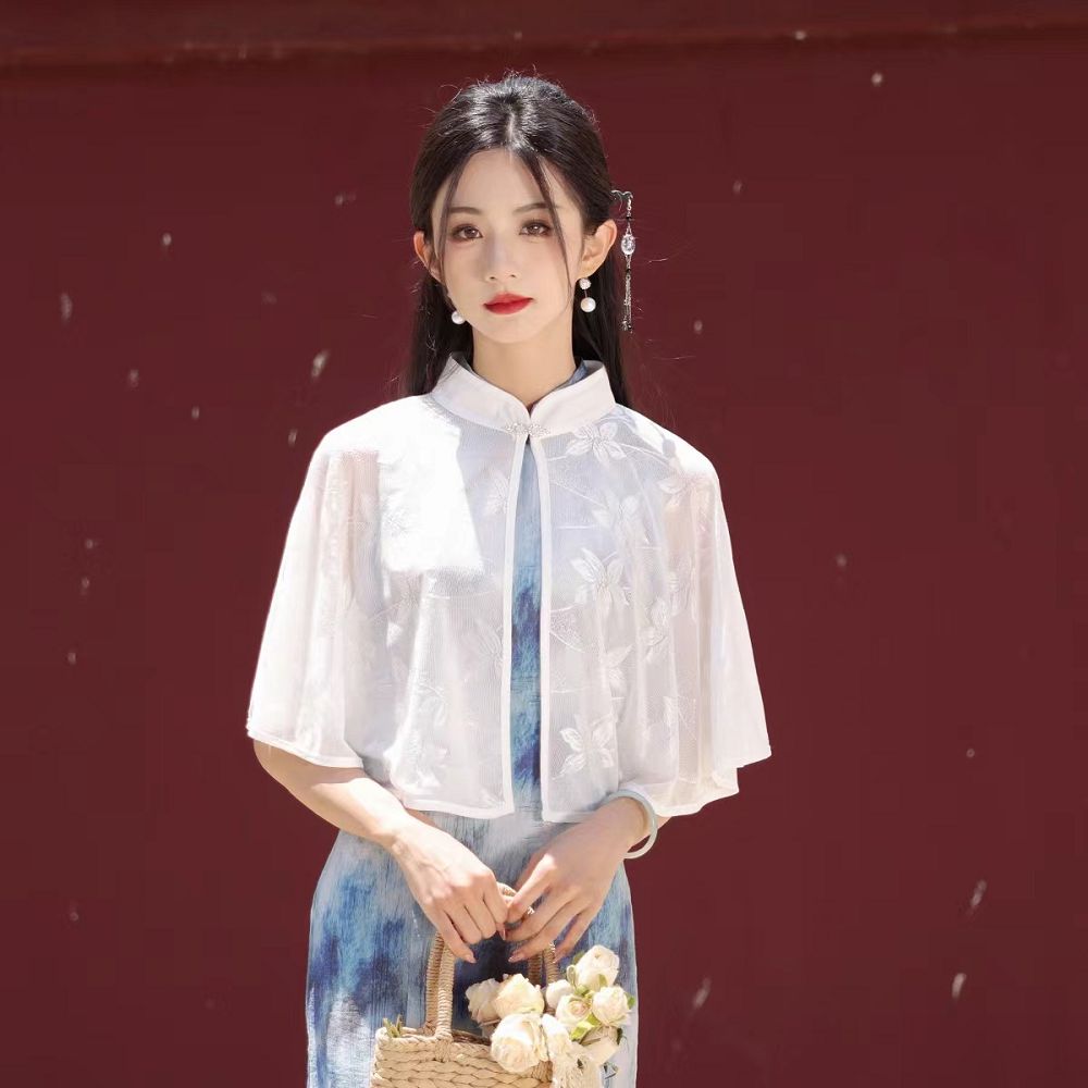旗袍披肩防曬複古文藝百搭夏季外套鬥篷
