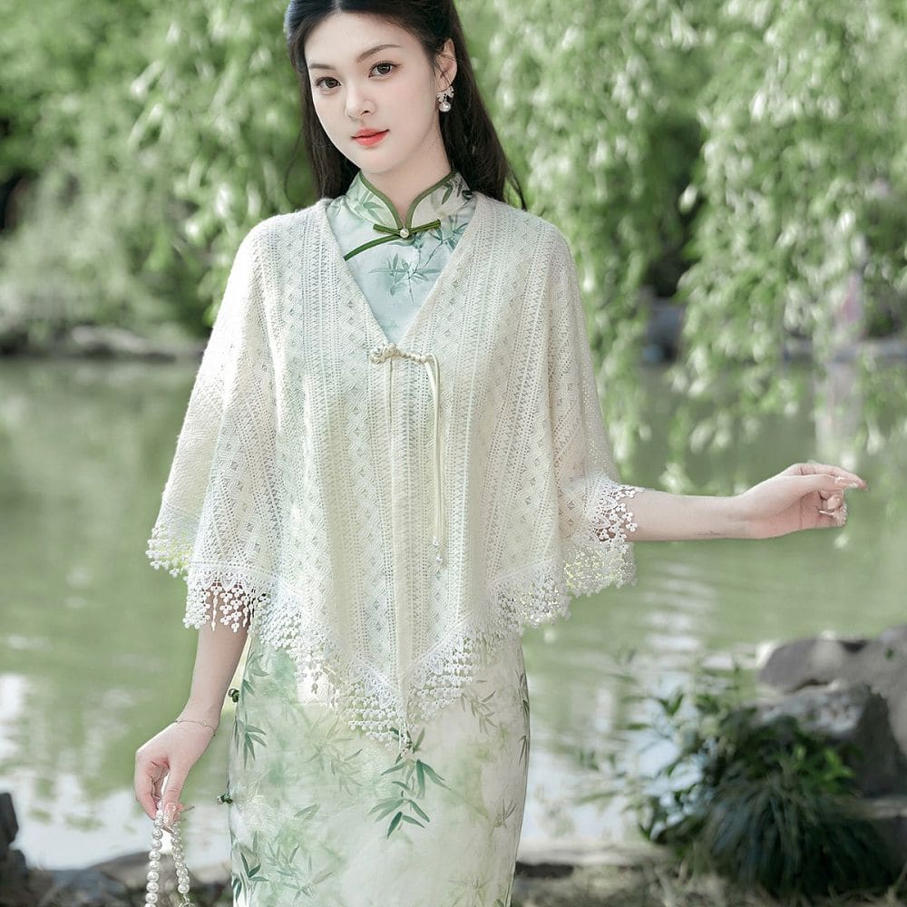 蕾絲百搭流蘇高級感新中式旗袍披肩