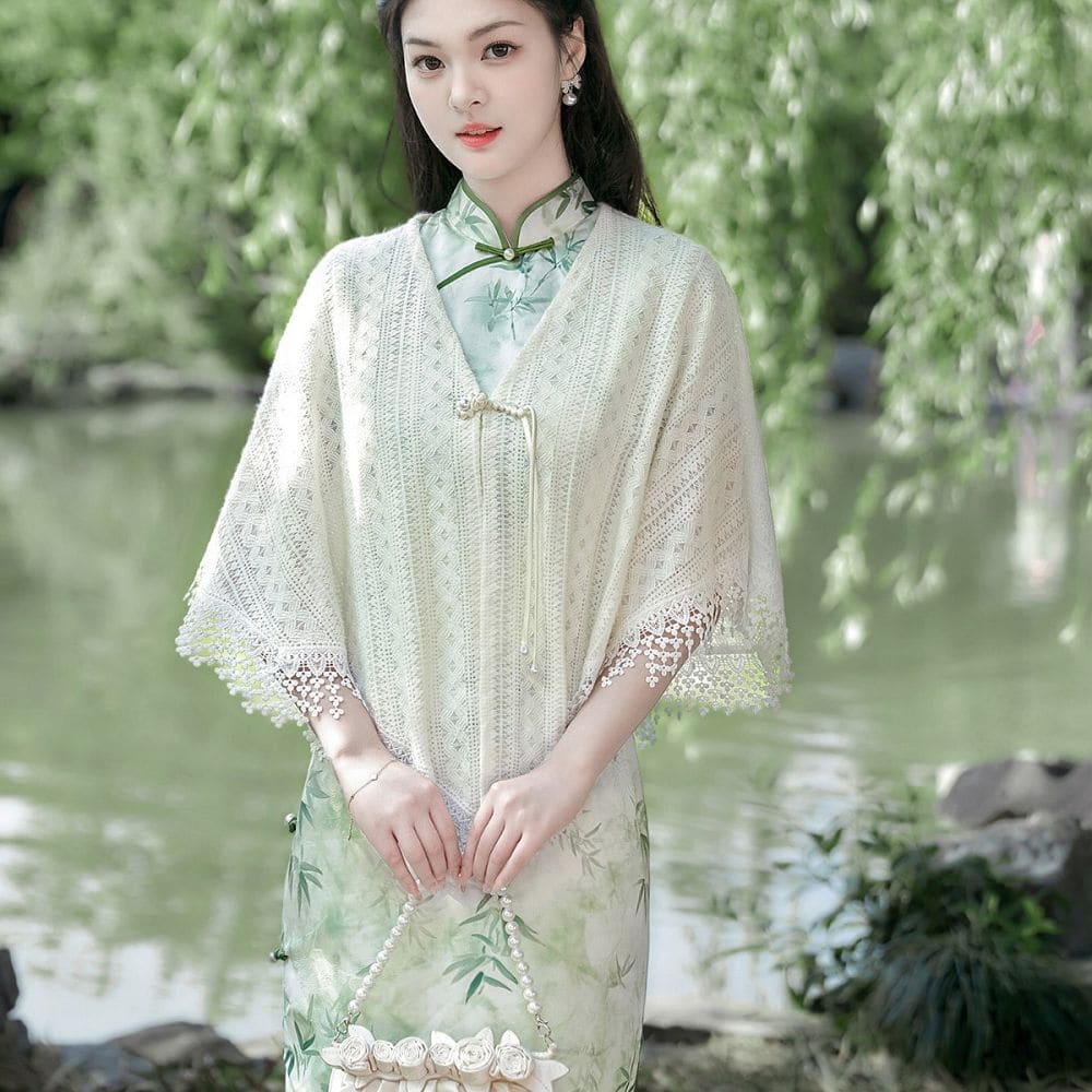 蕾絲百搭流蘇高級感新中式旗袍披肩：圖片 2