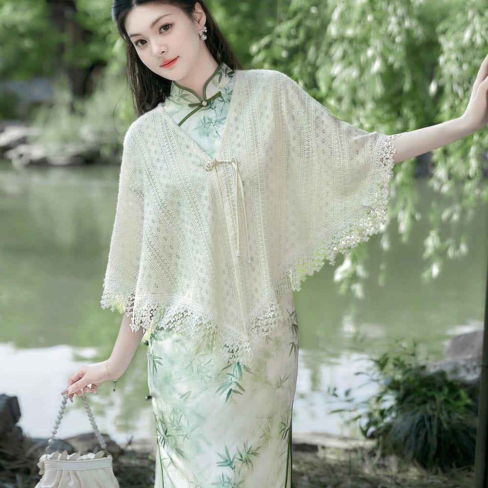 蕾絲百搭流蘇高級感新中式旗袍披肩：圖片 3