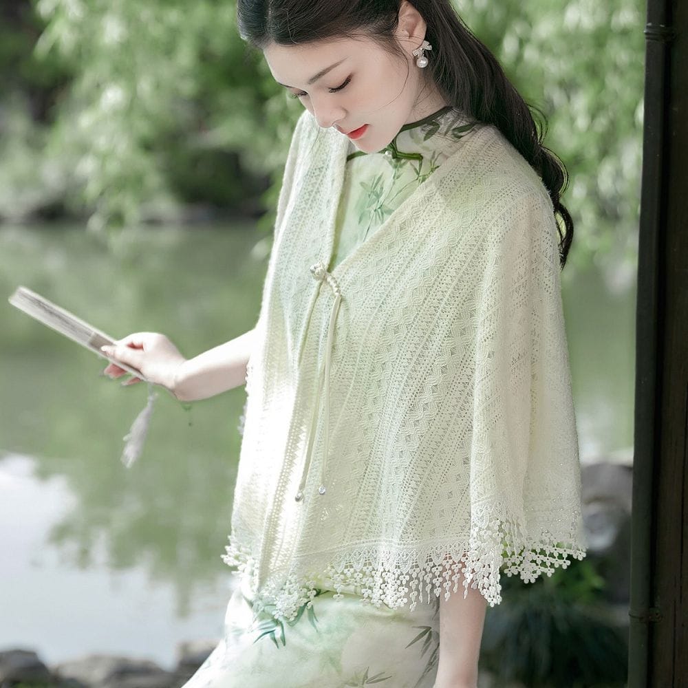 蕾絲百搭流蘇高級感新中式旗袍披肩：圖片 5