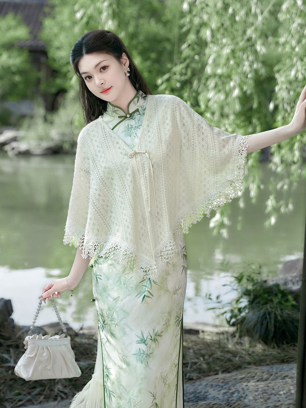 蕾絲百搭流蘇高級感新中式旗袍披肩