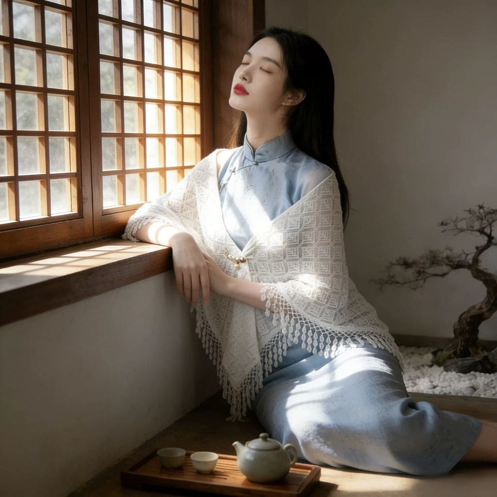外搭禮服夏季氣質白色镂空披肩：圖片 2