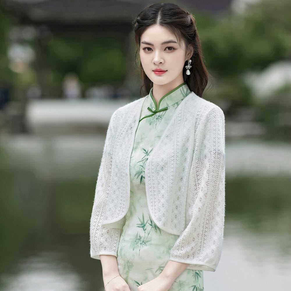 新中式國風開衫女夏季薄款旗袍披肩外搭