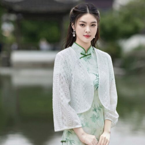 新中式國風開衫女夏季薄款旗袍披肩外搭：圖片 4