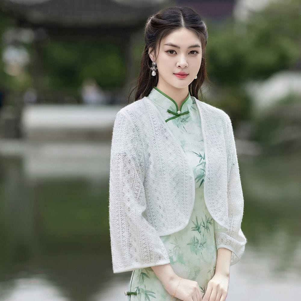 新中式國風開衫女夏季薄款旗袍披肩外搭
