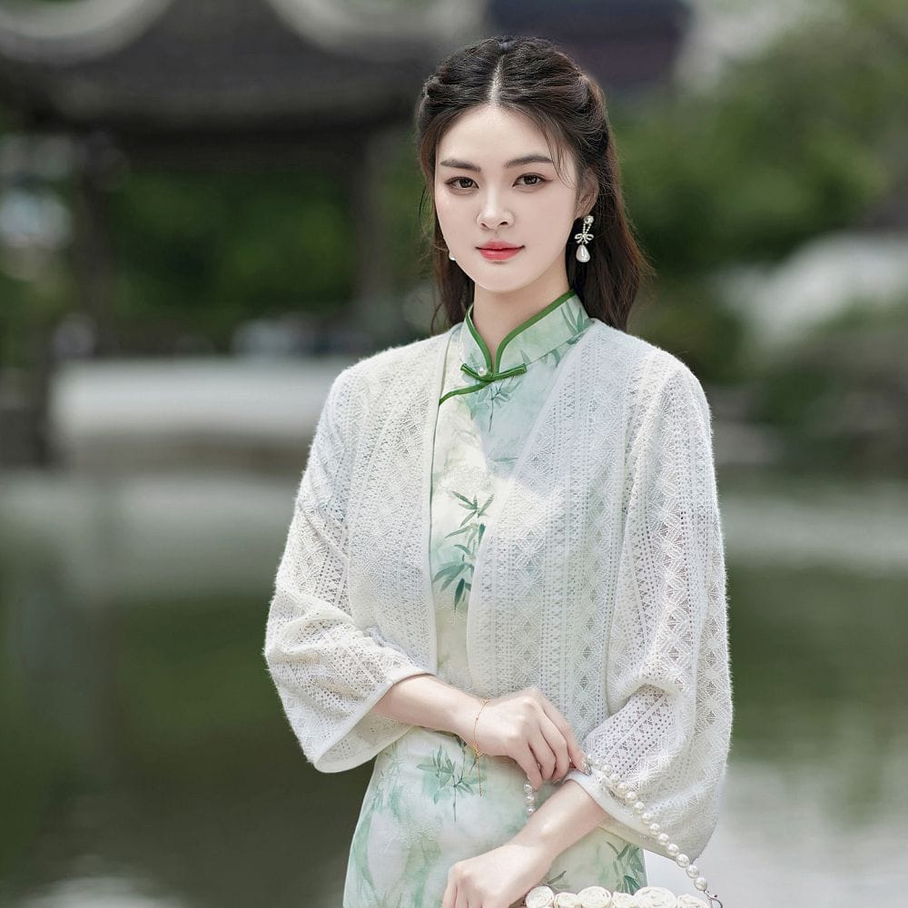 新中式國風開衫女夏季薄款旗袍披肩外搭
