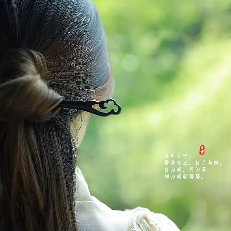 山河令黑檀木髮簪挽髮古風漢服簪子：圖片 3