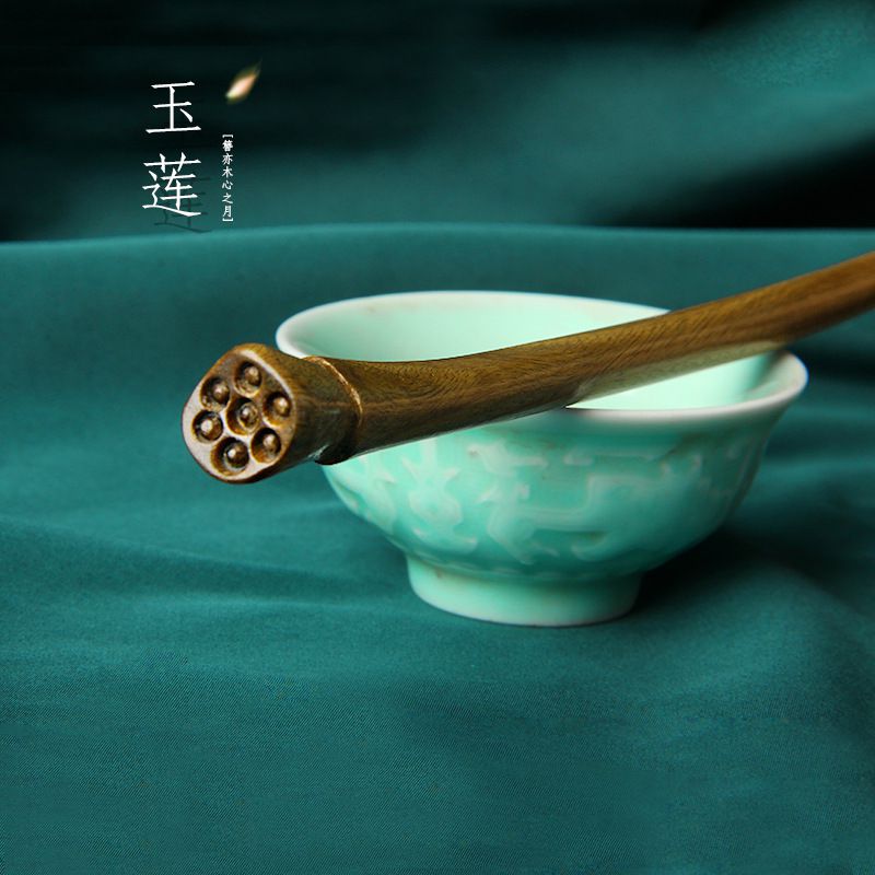 綠檀木玉蓮髮簪古代公主髮飾
