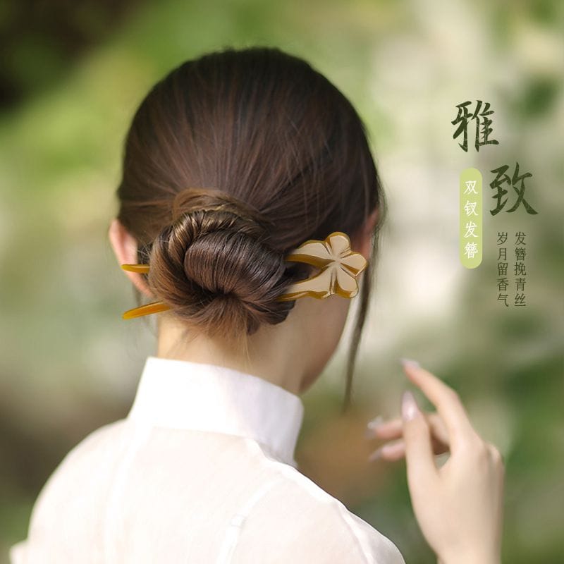 u型雙钗盤髮髮簪：圖片 3