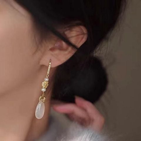 中式仿珍珠新中式耳環