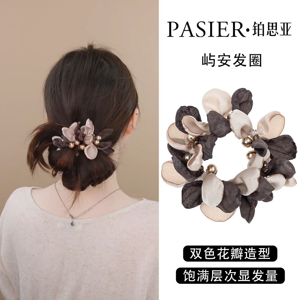 嶼安髮圈女夏季時尚新款花瓣半紮髮頭繩