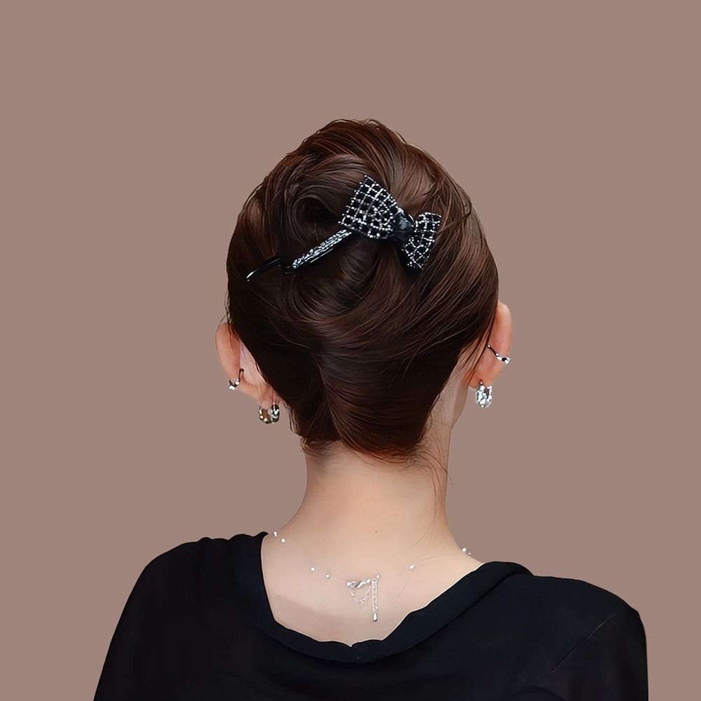 方格雲煙蝴蝶結扭扭夾：圖片 3