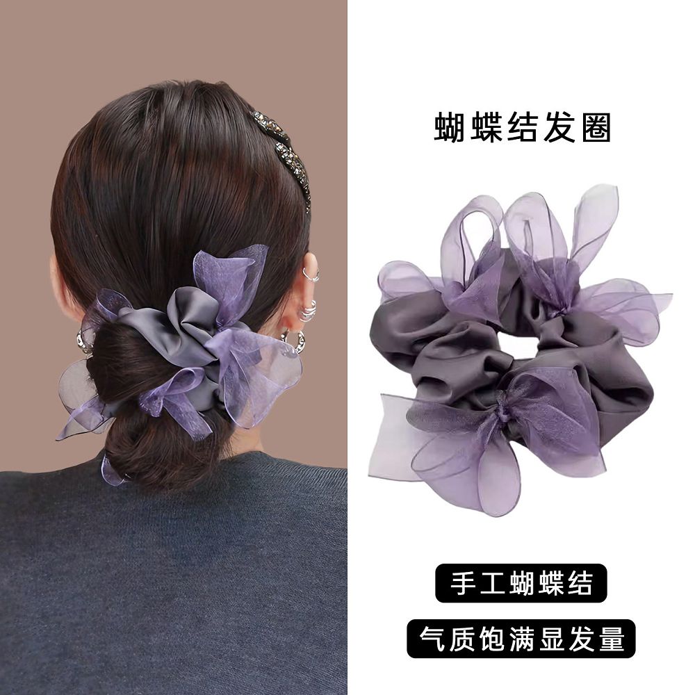 紗漾蝴蝶結緞面髮圈甜美氣質皮筋