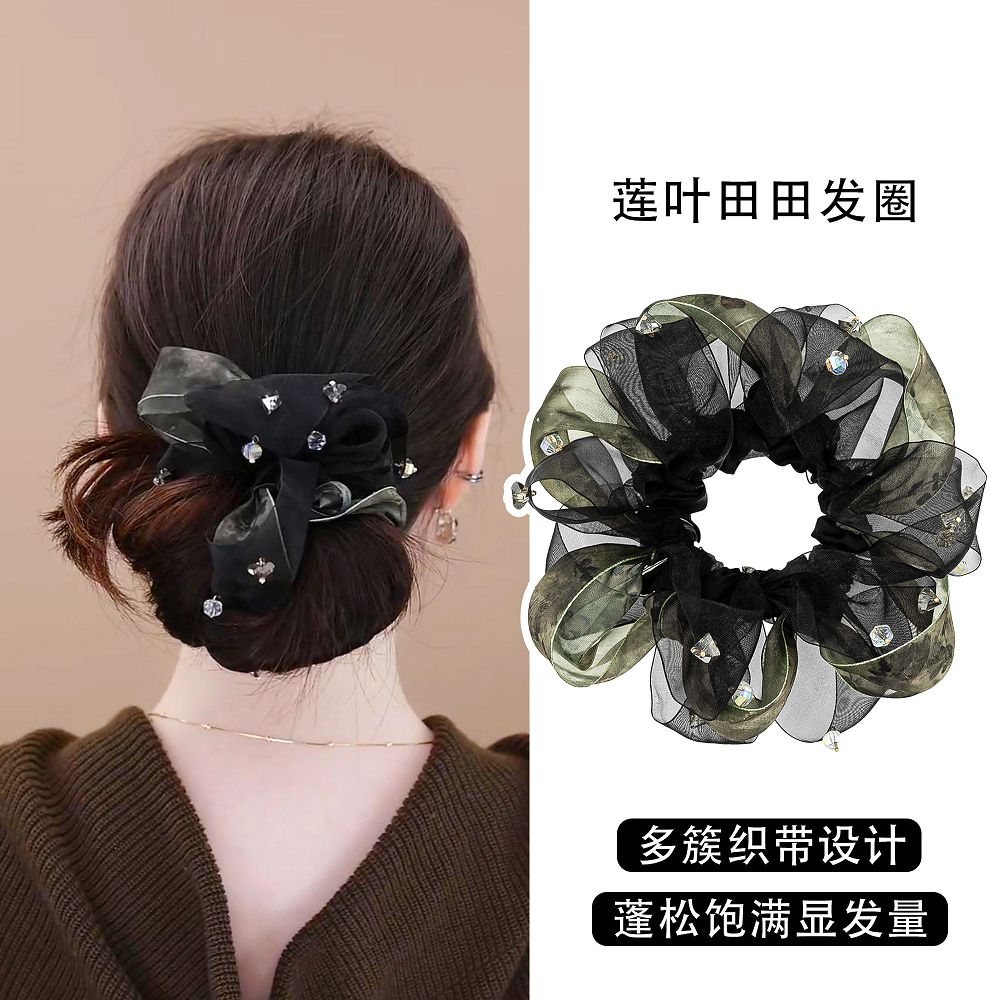 蓮葉田田髮圈蝴蝶結盤髮丸子頭繩