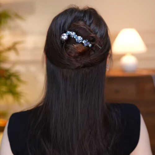 星彙藍色閃鑽扭扭夾一字髮夾：圖片 3