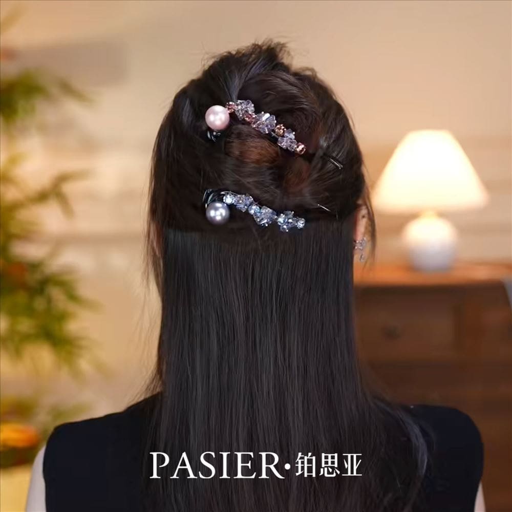 星彙藍色閃鑽扭扭夾一字髮夾
