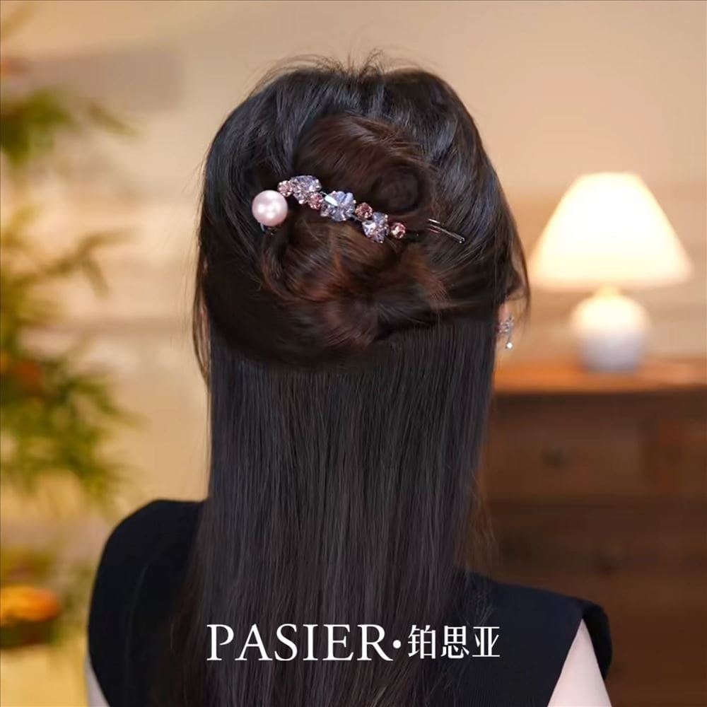 星彙藍色閃鑽扭扭夾一字髮夾
