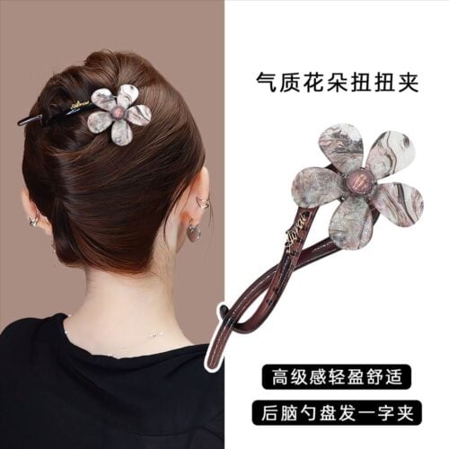 霧漾琉璃花扭扭夾盤髮一字夾抓夾