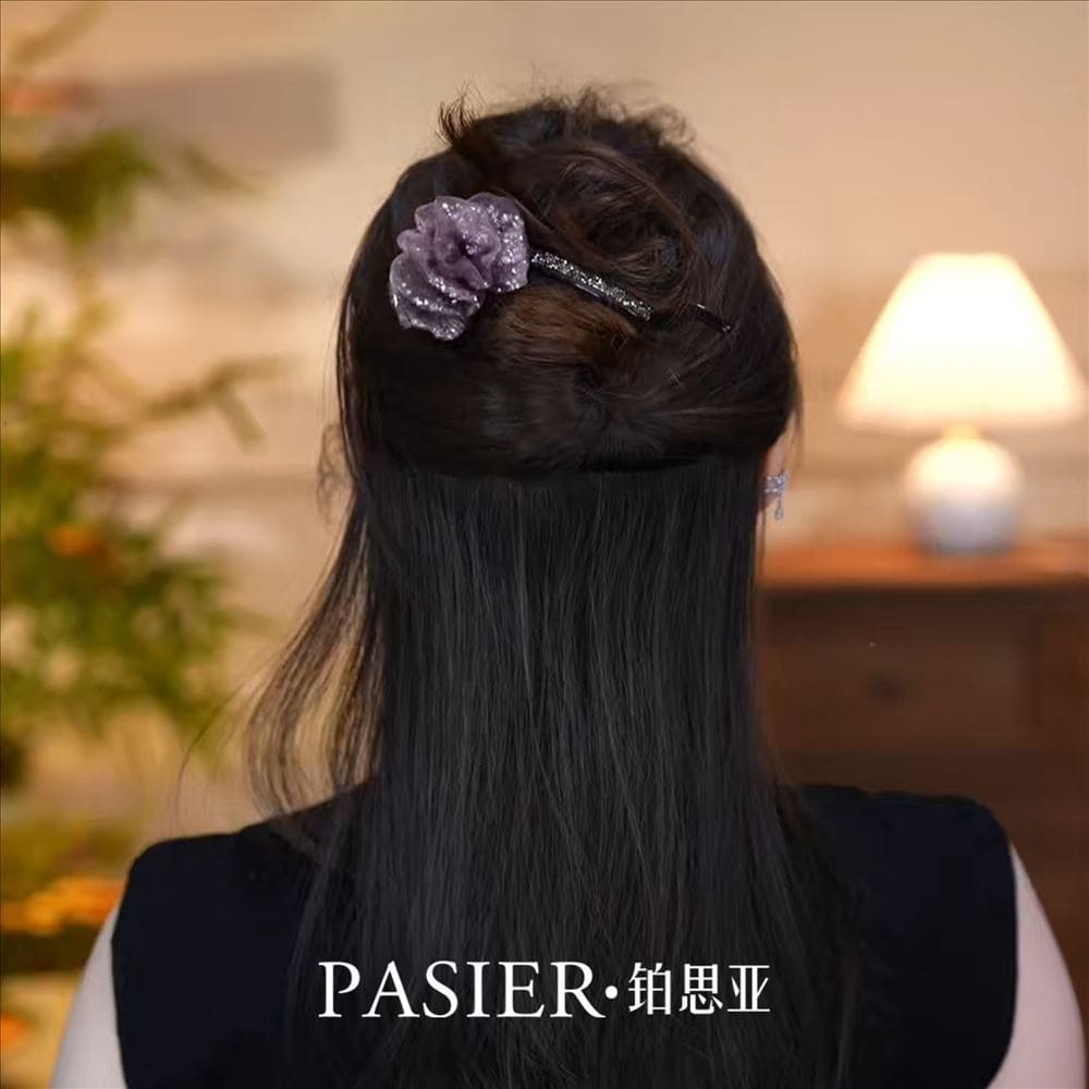 輕奢煙棠法式浪漫感薔薇扭扭夾