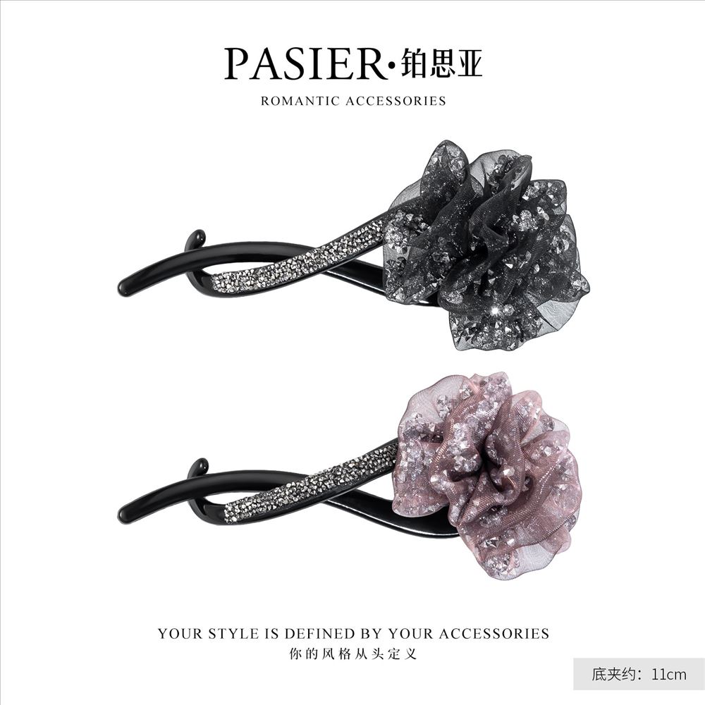輕奢煙棠法式浪漫感薔薇扭扭夾