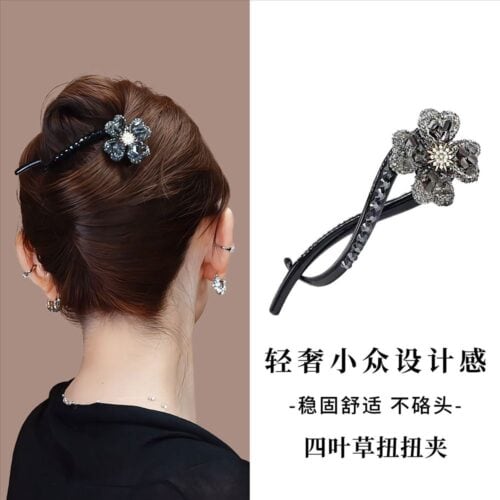 精致滿鑽四葉草扭扭夾懶人必備