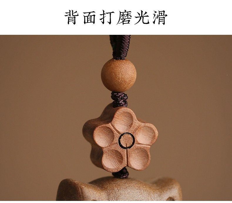 可愛小貓鑰匙挂件桃木汽車鑰匙扣