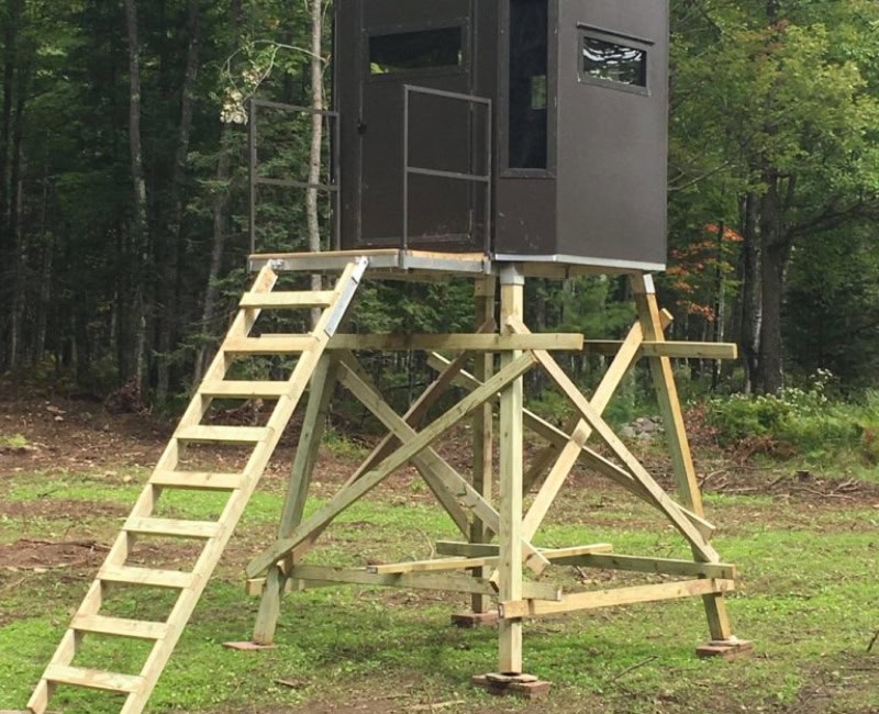 built deer stand in backyard